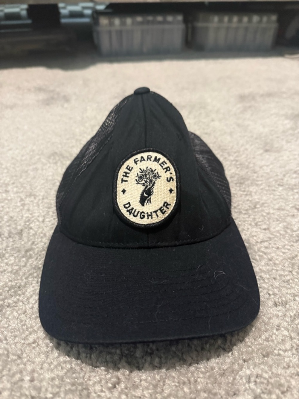 The Farmer's Daughter Black Patch Trucker Hat